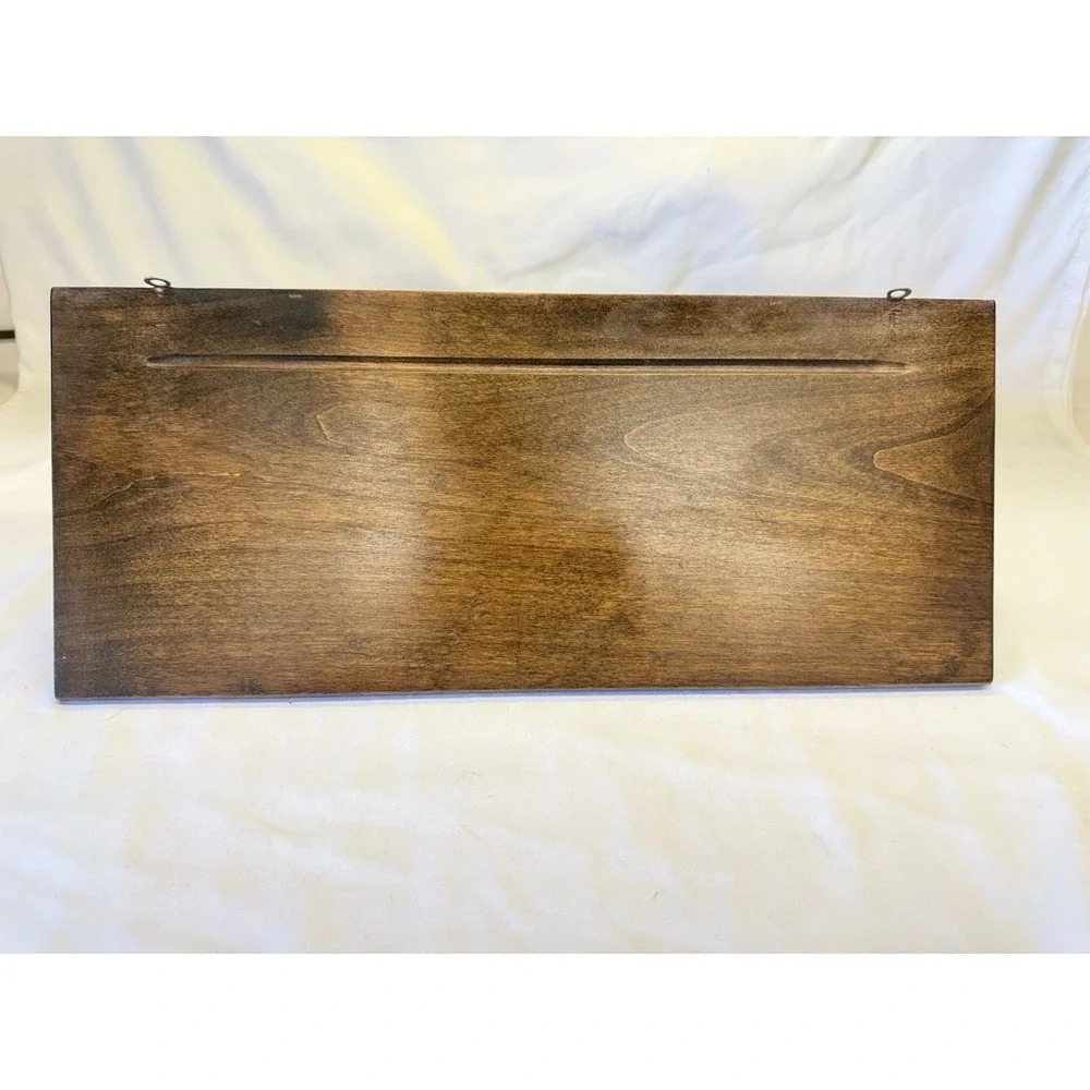 Vintage Rustic Brown Wood Shelf With Drawer And Plate Groove 18